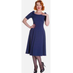 Hell Bunny Boat Neck Bianca Dress - Navy 4x